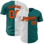 Customizable Teal Orange-Black Pinstripe Baseball Jersey with Name & Number - Authentic Team Fashion Apparel Personalized