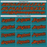 Customizable Teal Orange-Black Pinstripe Baseball Jersey with Name & Number - Authentic Team Fashion Apparel Personalized