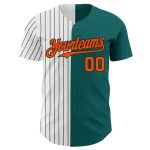 Customizable Teal Orange-Black Pinstripe Baseball Jersey with Name & Number - Authentic Team Fashion Apparel Personalized