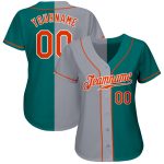 Custom Name and Number Baseball Jersey - Personalized Teal Orange-Gray Authentic Split Fashion Team Design Personalized Teal
