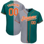 Custom Name and Number Baseball Jersey - Personalized Teal Orange-Gray Authentic Split Fashion Team Design Personalized Teal
