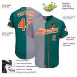 Custom Name and Number Baseball Jersey - Personalized Teal Orange-Gray Authentic Split Fashion Team Design Personalized Teal