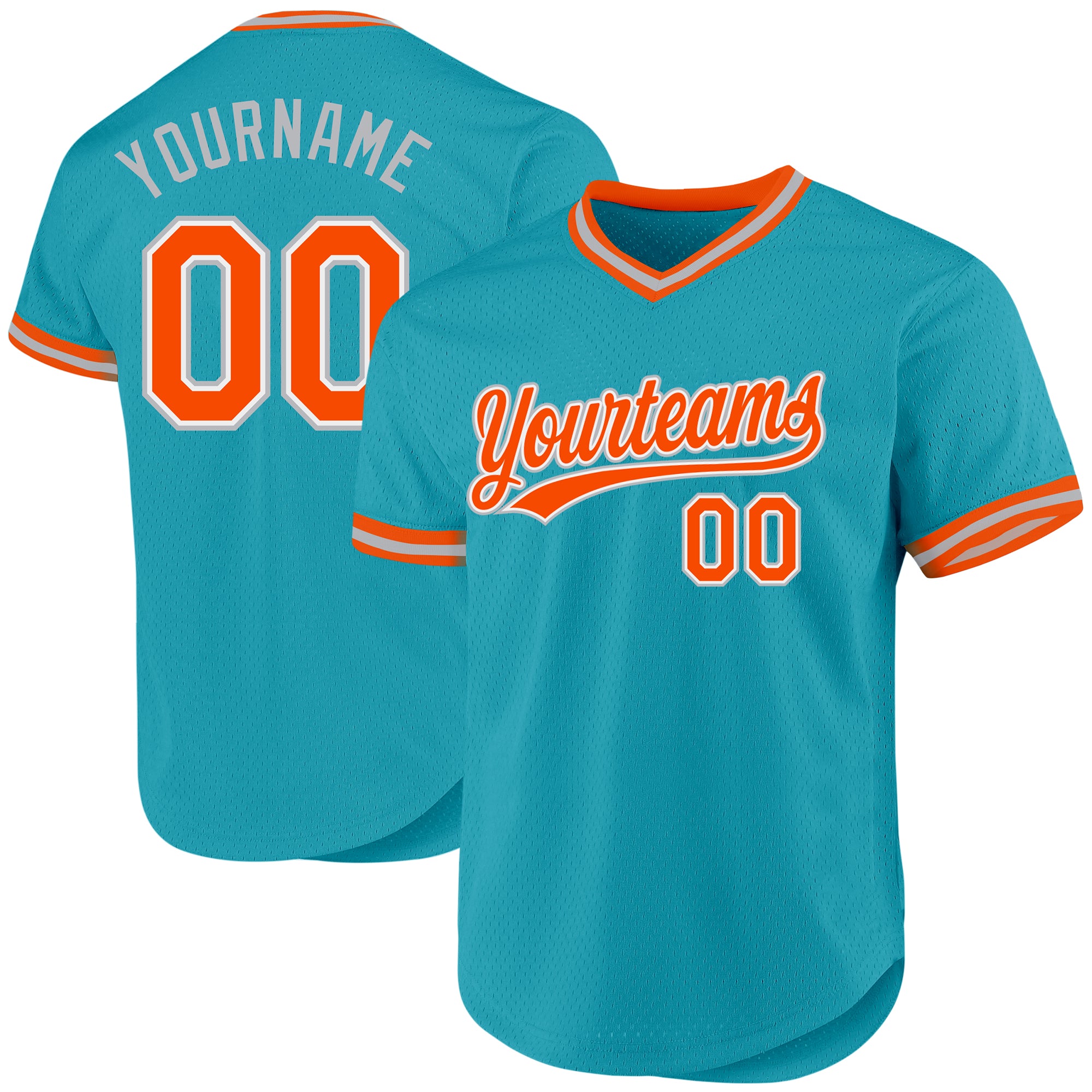 Custom Name Number Authentic Baseball Jersey - Teal Orange Gray Personalized Team Apparel Personalized Teal Orange-Gray Authentic