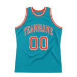 Custom Name and Number Basketball Jersey | Teal Orange Gray Authentic Throwback Design Personalized Teal Orange-Gray Authentic