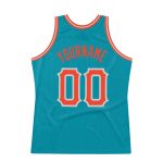 Custom Name and Number Basketball Jersey | Teal Orange Gray Authentic Throwback Design Personalized Teal Orange-Gray Authentic