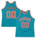 Custom Name and Number Basketball Jersey | Teal Orange Gray Authentic Throwback Design Personalized Teal Orange-Gray Authentic