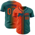 Custom Gradient Baseball Jersey in Teal Orange and Navy with Personalized Name and Number Personalized Teal Orange-Navy Authentic