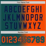 Custom Team Name Number Gradient Bomber Jacket Teal Orange-Navy Full-Snap Varsity Fashion Jacket Personalized Teal Orange-Navy