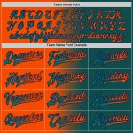 Custom Team Name Number Gradient Bomber Jacket Teal Orange-Navy Full-Snap Varsity Fashion Jacket Personalized Teal Orange-Navy