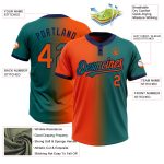 Custom Name and Number Unisex Softball Jersey - Teal Orange-Navy Gradient Two-Button Fashion Design Personalized Teal Orange-Navy