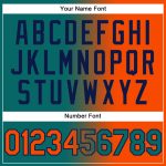 Custom Name and Number Unisex Softball Jersey - Teal Orange-Navy Gradient Two-Button Fashion Design Personalized Teal Orange-Navy