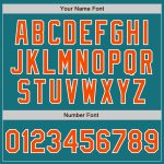 Custom Name Number Authentic Baseball Jersey in Teal Orange Neon Green and White Fashion Split Design Personalized Teal Orange