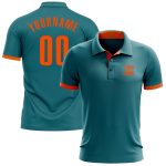 Custom Name and Number Golf Polo Shirt - Personalized Teal and Orange Performance Team Apparel Personalized Teal Orange Performance