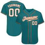 Customizable Teal Orange Pinstripe Baseball Jersey with Personalized Name and Number - Authentic Team Apparel Personalized