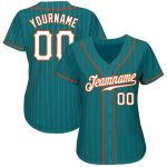 Customizable Teal Orange Pinstripe Baseball Jersey with Personalized Name and Number - Authentic Team Apparel Personalized