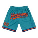 Custom Team Basketball Shorts with Name and Number - Personalized Teal Orange-Royal Authentic Throwback Design Personalized