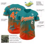 Custom Name & Number Authentic Baseball Jersey with Teal Orange-White 3D Gradient Twinkle Star Design Personalized Teal Orange-White