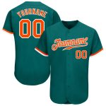 Personalized Authentic Baseball Jersey in Teal, Orange, and White Personalized Teal Orange-White Authentic Baseball Jersey