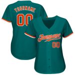 Personalized Authentic Baseball Jersey in Teal, Orange, and White Personalized Teal Orange-White Authentic Baseball Jersey
