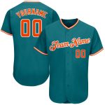 Custom Name Number Personalized Baseball Jersey - Teal Orange White Authentic Team Jersey Personalized Teal Orange-White