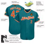 Custom Name Number Personalized Baseball Jersey - Teal Orange White Authentic Team Jersey Personalized Teal Orange-White
