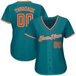 Custom Name Number Personalized Baseball Jersey - Teal Orange White Authentic Team Jersey Personalized Teal Orange-White