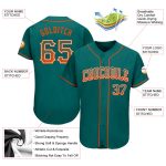 Custom Name Number Authentic Baseball Jersey in Teal Orange-White Drift Fashion Personalized Teal Orange-White Authentic
