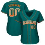 Custom Name Number Authentic Baseball Jersey in Teal Orange-White Drift Fashion Personalized Teal Orange-White Authentic