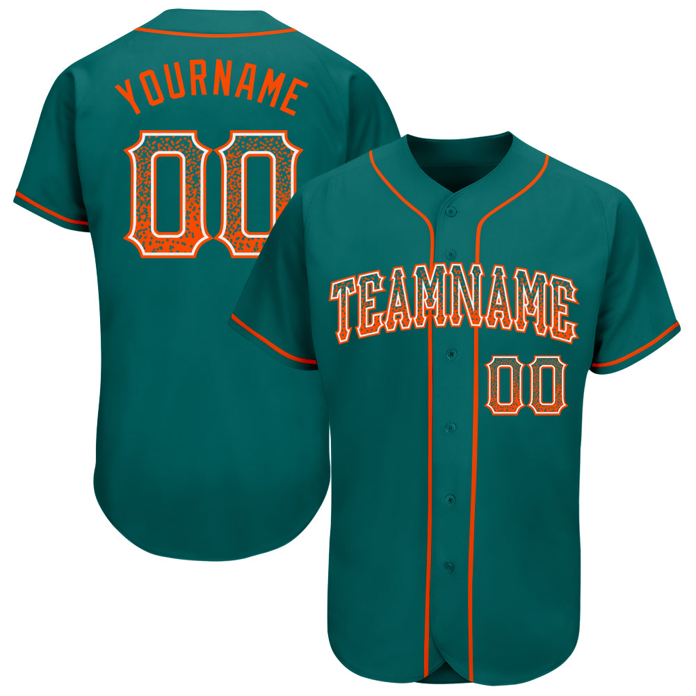 Custom Name Number Authentic Baseball Jersey in Teal Orange-White Drift Fashion Personalized Teal Orange-White Authentic