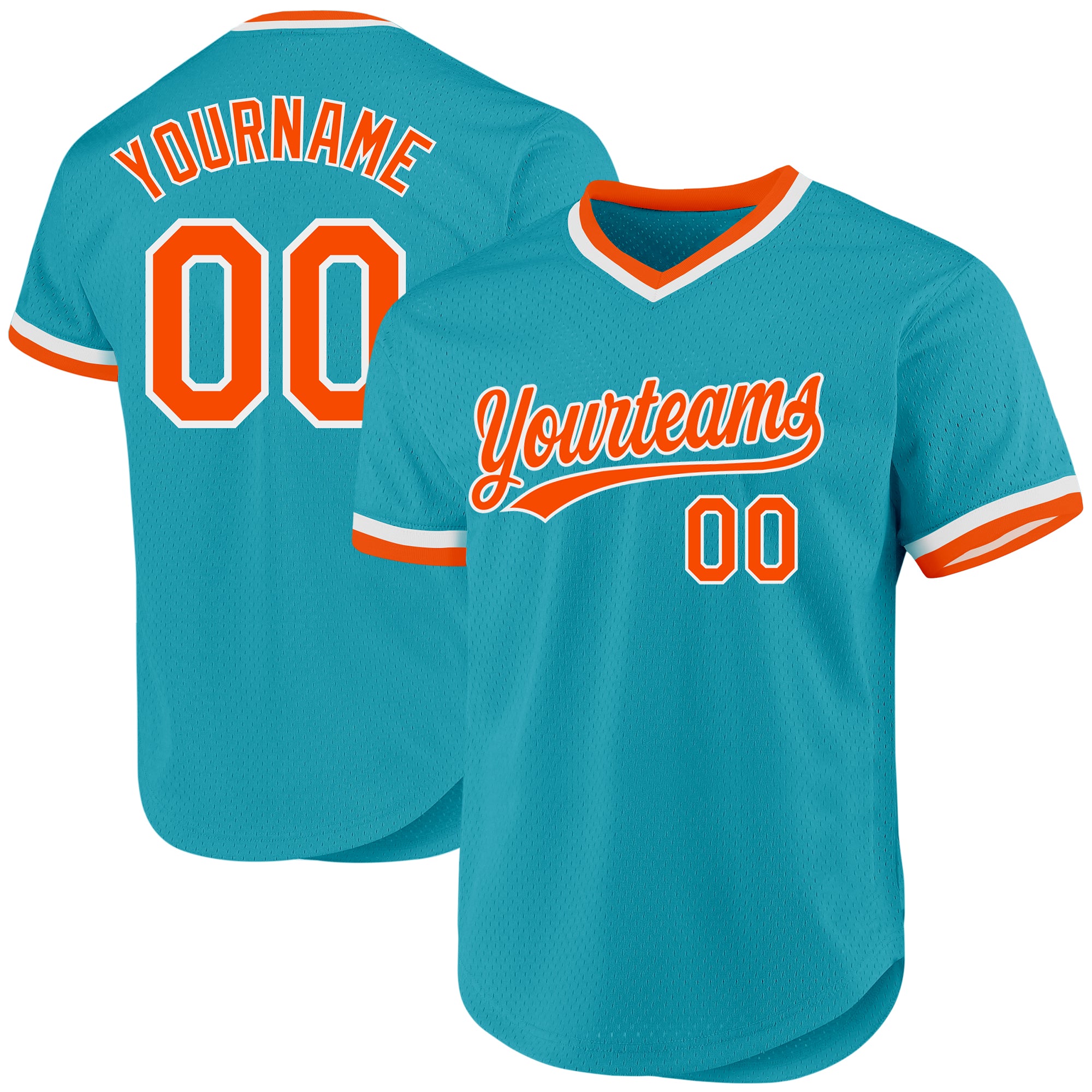 Custom Team Baseball Jersey - Personalized Authentic Throwback Jersey in Teal, Orange & White with Name & Number Personalized