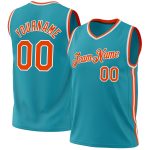 Custom Teal Orange White Basketball Jersey - Authentic Throwback Style Personalized Teal Orange-White Authentic Throwback