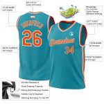Custom Teal Orange White Basketball Jersey - Authentic Throwback Style Personalized Teal Orange-White Authentic Throwback