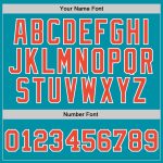 Custom Team Basketball Jersey with Name and Number - Authentic Teal Orange-White Throwback Design Personalized Teal Orange-White