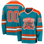 Custom Teal Orange White Hockey Jersey - Personalized Team Sports Apparel Personalized Teal Orange-White Hockey Jersey