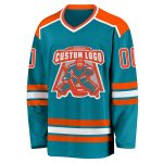 Custom Teal Orange White Hockey Jersey - Personalized Team Sports Apparel Personalized Teal Orange-White Hockey Jersey