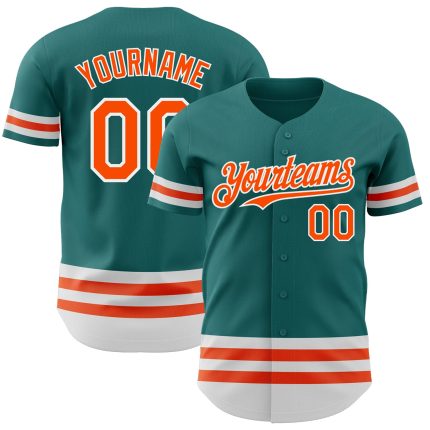 Custom Baseball Jersey with Personalized Name and Number in Teal, Orange, and White Lines - Authentic Team Gear Personalized