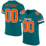 Custom Football Jersey with Personalized Name and Number - Teal Orange White Mesh Authentic Team Jersey Personalized Teal