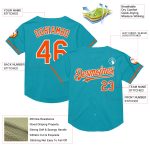 Custom Teal Orange and White Baseball Jersey with Personalized Name and Number - Authentic Throwback Design Personalized