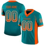 Custom Teal Orange White Football Jersey with Personalized Name and Number - Drift Fashion Team Apparel Personalized Teal
