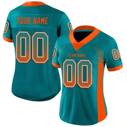 Custom Teal Orange White Football Jersey with Personalized Name and Number - Drift Fashion Team Apparel Personalized Teal