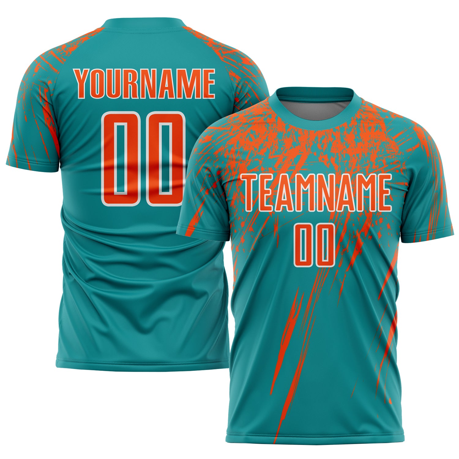 Personalized Teal Orange Sublimation Soccer Jersey Uniform - Custom Sports Apparel Personalized Teal Orange-White Sublimation