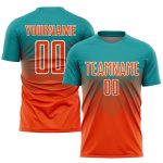 Custom Team Soccer Uniform Jersey with Personalized Name and Number - Teal Orange White Sublimation Personalized Teal Orange-White