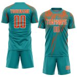Personalized Teal Orange Sublimation Soccer Jersey Uniform - Custom Sports Apparel Personalized Teal Orange-White Sublimation