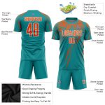Personalized Teal Orange Sublimation Soccer Jersey Uniform - Custom Sports Apparel Personalized Teal Orange-White Sublimation