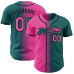 Custom Name Number Baseball Jersey - Personalized Teal Pink Black Gradient Fashion for Team Personalized Teal Pink-Black