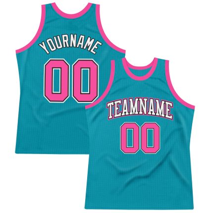 Custom Basketball Jersey with Personalized Name and Number, Teal Pink Black Authentic Throwback Style Personalized Teal Pink-Black