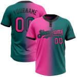 Custom Name Number Unisex Softball Jersey Teal Pink Black Gradient Fashion Two-Button Design Personalized Teal Pink-Black