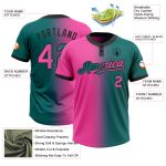 Custom Name Number Unisex Softball Jersey Teal Pink Black Gradient Fashion Two-Button Design Personalized Teal Pink-Black