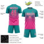Custom Sublimation Soccer Uniform Jersey with Personalized Name and Number in Teal Pink Cream Personalized Teal Pink-Cream