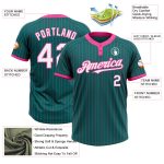 Custom Softball Jersey Unisex Two-Button Teal Pink Pinstripe with Personalized Name and Number Personalized Teal Pink Pinstripe
